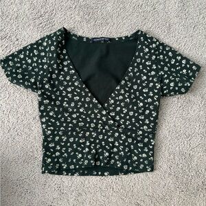 Green floral Brandy Melville top